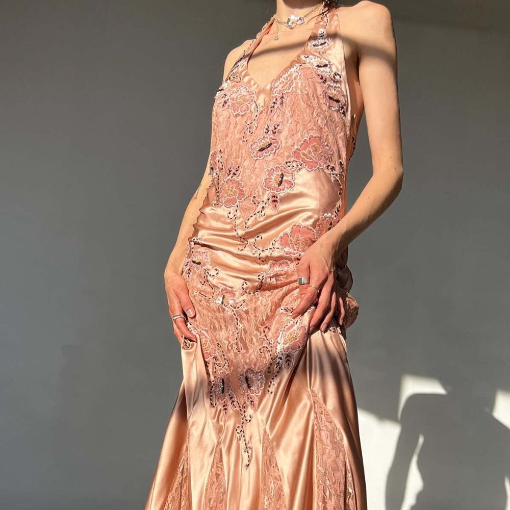 Interlude Vintage Lace and Applique Gown - Rose
